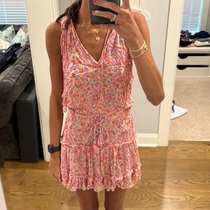 The Impeccable Pig Pink and White Sleeveless Sundress